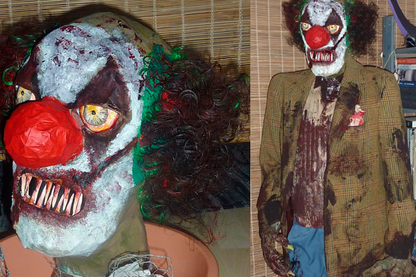 halloween-koristeita ns. elävänkokoinen klovni